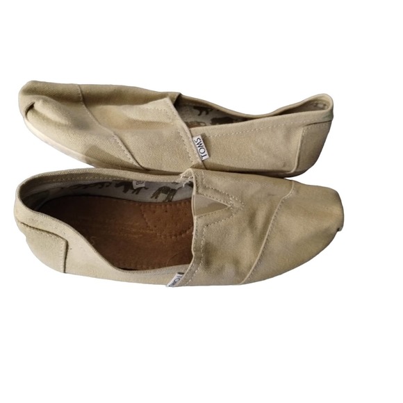 Toms canvas slip-on flats khaki size 6 - Picture 2 of 4